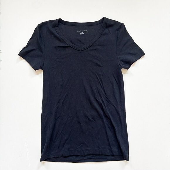 AMAZON ESSENTIALS Basic V-neck T-shirt Black Tee Comfy and Lightweight Size L - Picture 1 of 8